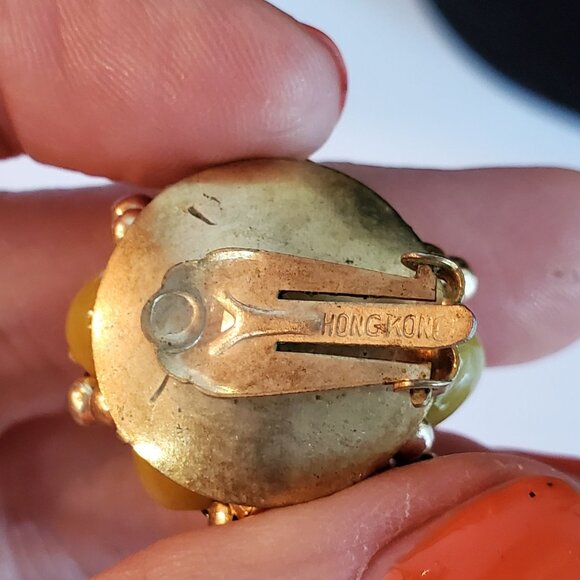 Vintage Beaded Two Layers Necklace and Earrings Set Yellow 27" Made in Hongkong - Picture 10 of 11